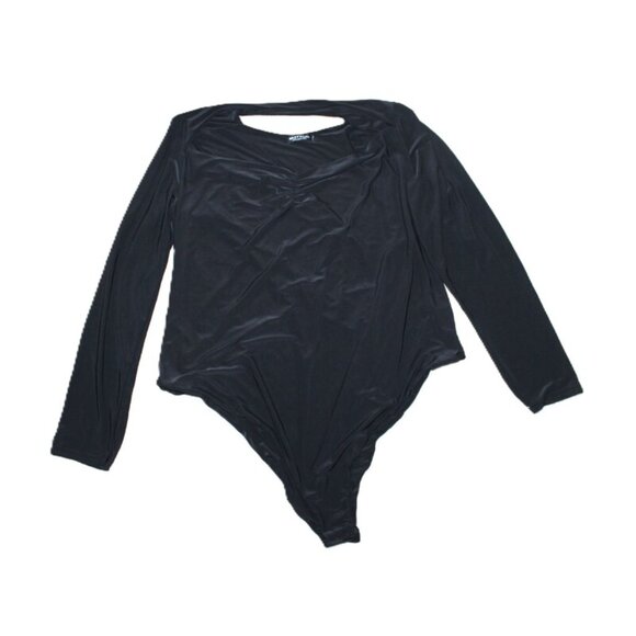 NASTY GAL Cut Out Long Sleeve Slinky Bodysuit in Black - Size 20 - Picture 8 of 12